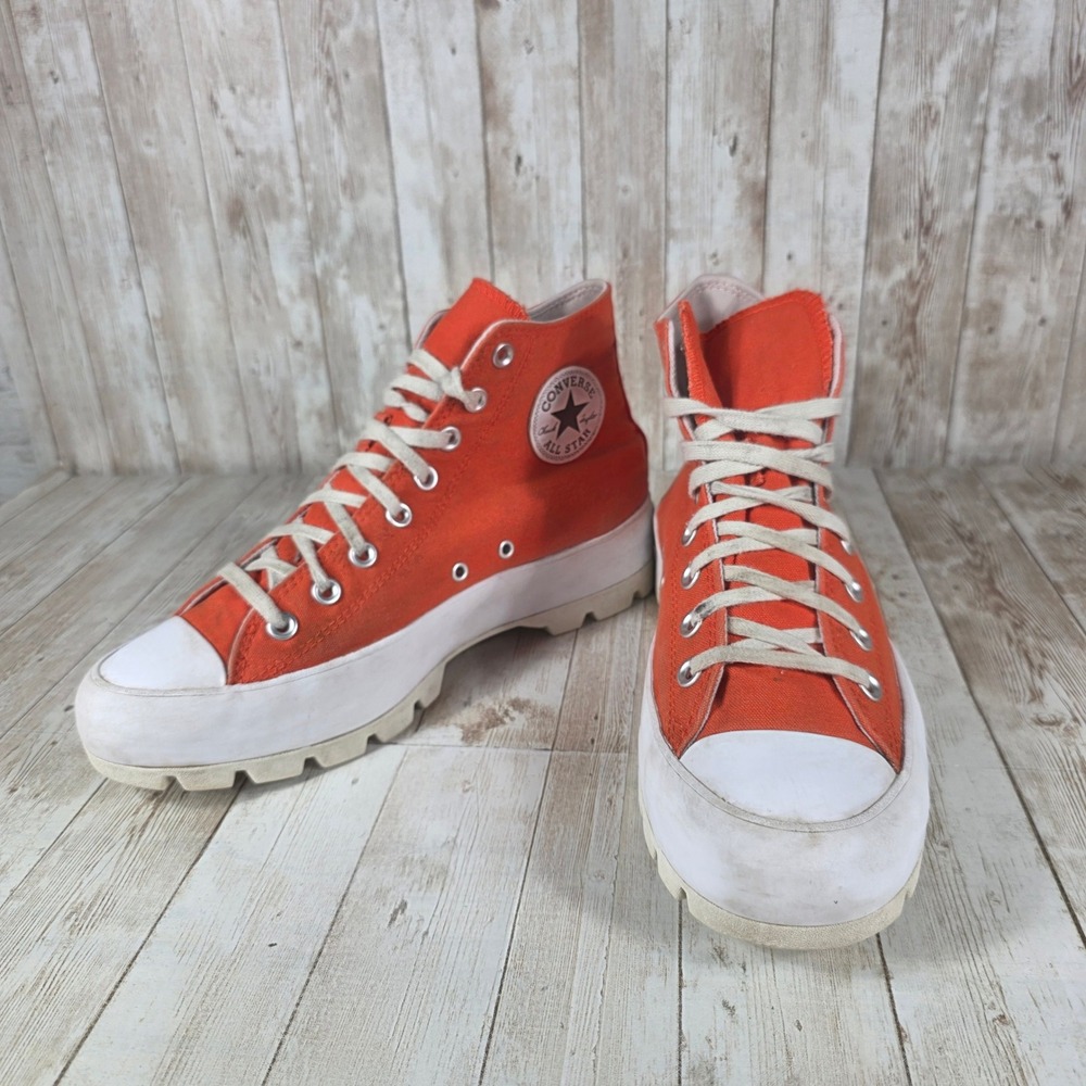 Converse All Star‎ Lugged High Top Platform Sneakers Orange Womens Size 10.5 - Picture 4 of 8